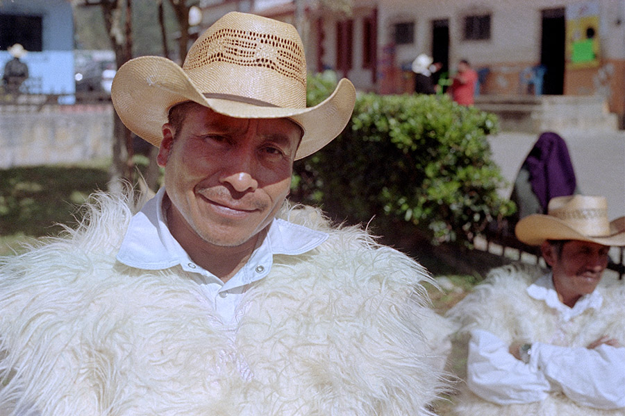 Chamula, Mexico 2016: indigenous man in traditional costume at the weekly market.