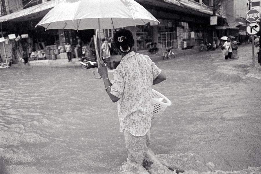 2013: Mae Sot faces an intense rainy season each year compared to cities like Bangkok or Chiang Mai. With mountains nearby and the Moei River that borders Myanmar, minor floods happen regularly, but are handled through the drainage canals and regular release of the town reservoirs. In 2013 the water levels grew too high in the reservoirs, and when released the town was flooded for a couple days. The town runs slightly downhill towards the river, thus the western parts of town--including Mae Tao Clinic--faced the biggest problems, but the heaviest damage was on the other side of the river in Myawaddy.<br><br>It had rained heavily 5 days in a row until the day of the flood.