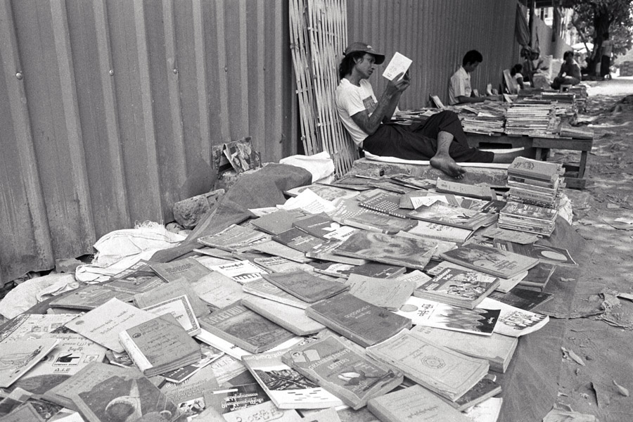 Yangon 2012: Pansodan Street is known as a gallery street and a booksellers street. While there are certainly indoor bookshops, this type of vendor is also quite common.
