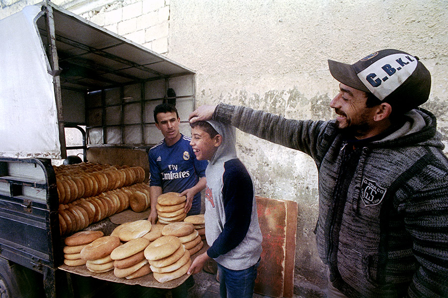 Fes, Morocco 2016: bread delivery team.